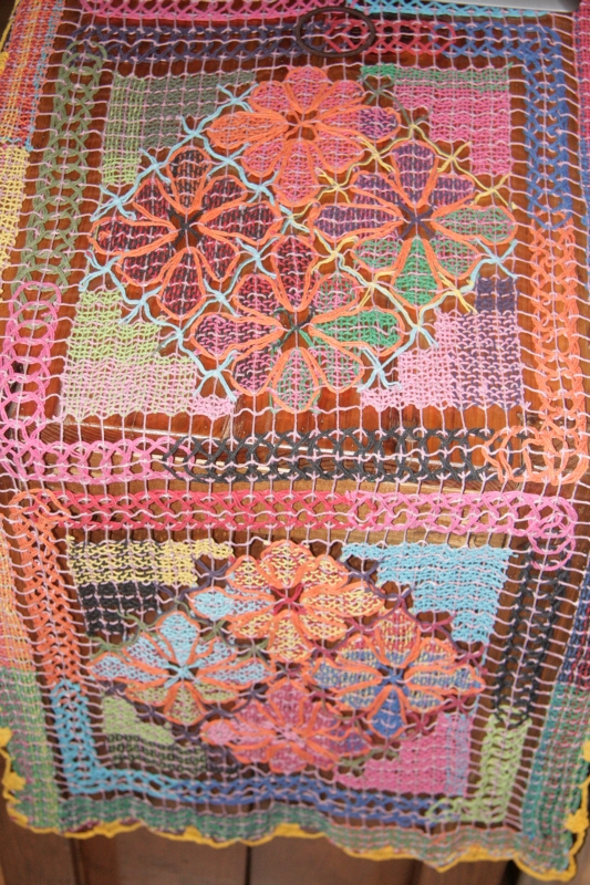 brightly colored table runner